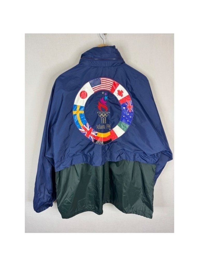 Vintage Speedo 1996 Atlanta Olympic Games Windbreaker Jacket Navy Green Large